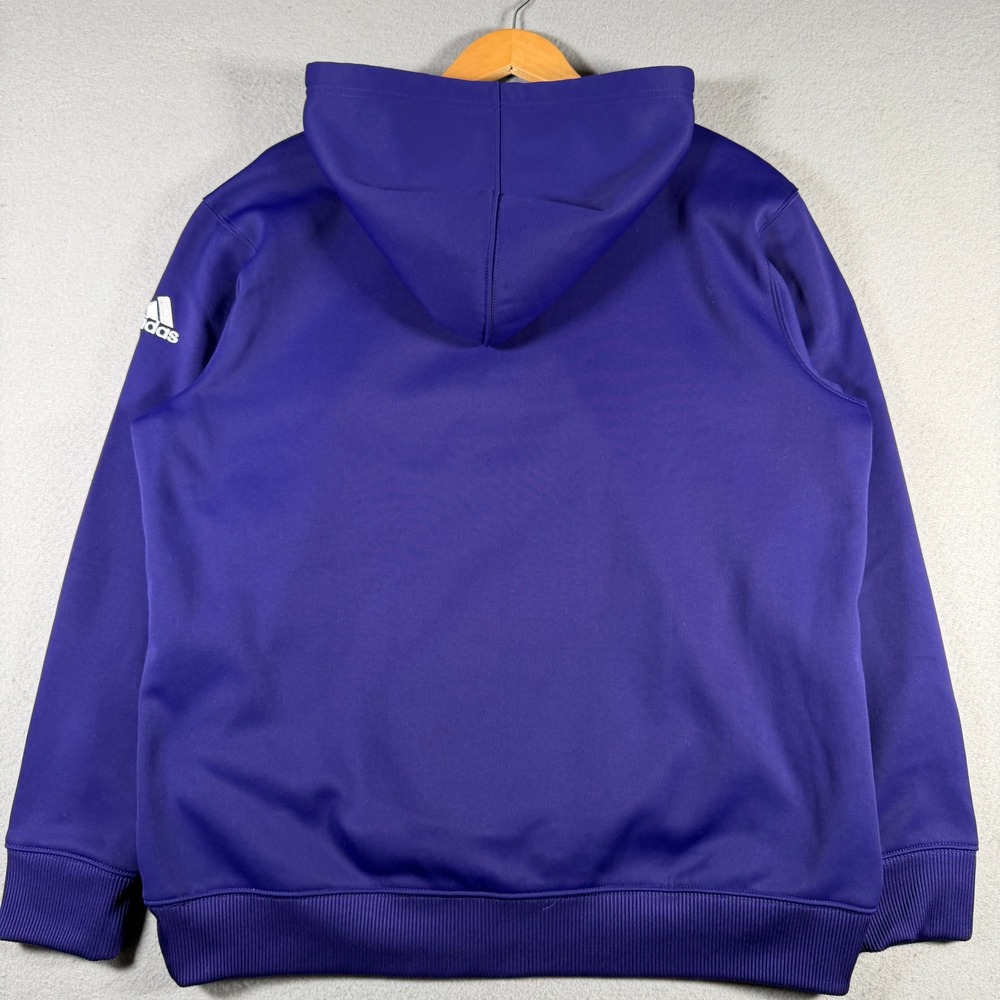 Adidas Mens XL Crown College ClimaWarm Hoodie Purple Graphic Sweatshirt M34538 - Picture 2 of 14